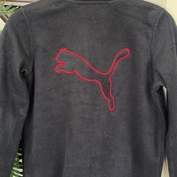 Brand New Puma Black Zip Up Fleece Jacket Embroidered Red Logo Sporty Athletic - Picture 10 of 16